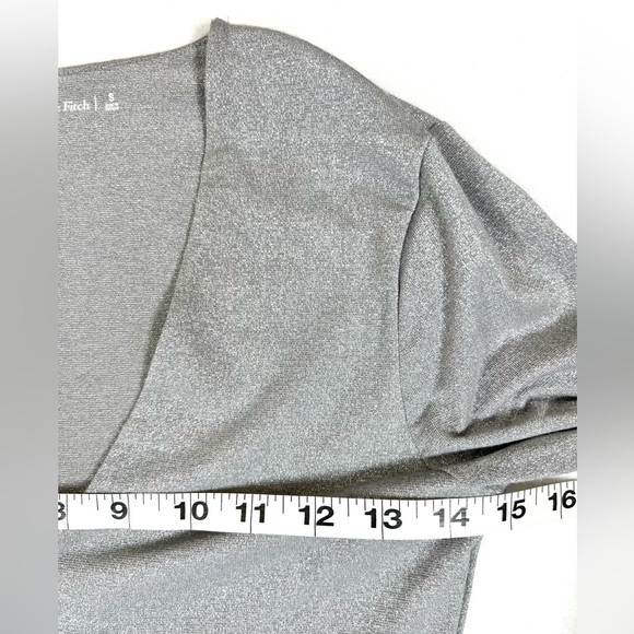 ABERCROMBIE & FITCH Women’s Long Sleeve Sparkle V Neck Bodysuit Gray Shimmer S‎ - Picture 14 of 15